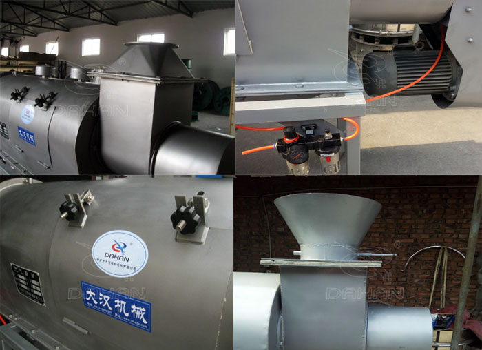 氣旋篩：電機(jī)，進(jìn)料口，氣壓裝置等特寫圖片