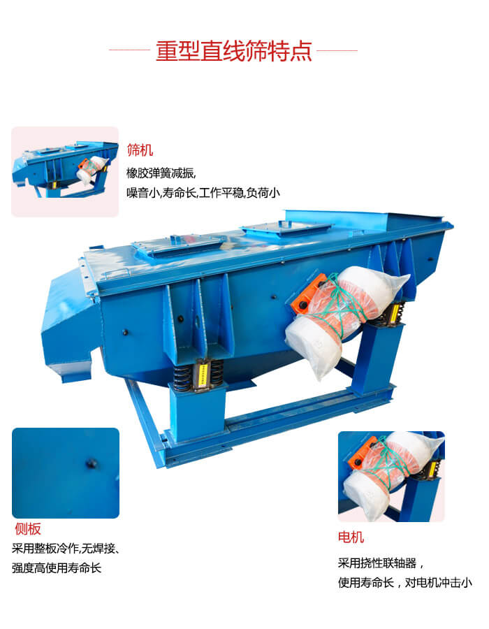 重型直線篩：篩機，側(cè)板，電機展示圖