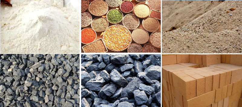 風(fēng)冷式直線振動篩可篩分物料有：耐火材料，糧食，沙土，石子等。