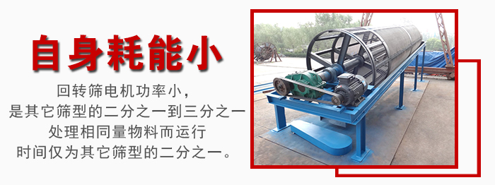 滾筒篩耗能小，使用壽命長，維修方便