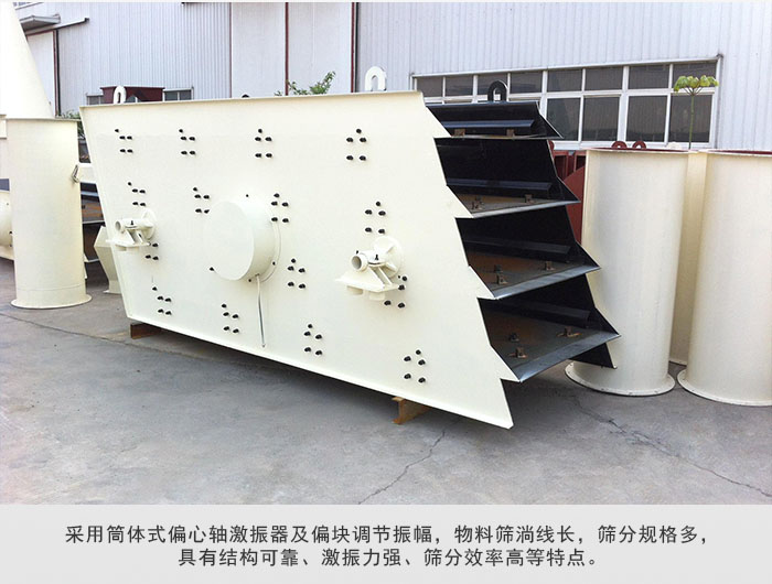 圓振動(dòng)篩 采用筒體式偏心軸激振器及偏心塊調(diào)節(jié)振幅。